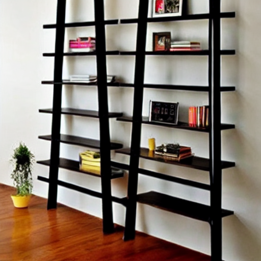 Leaning bookshelves